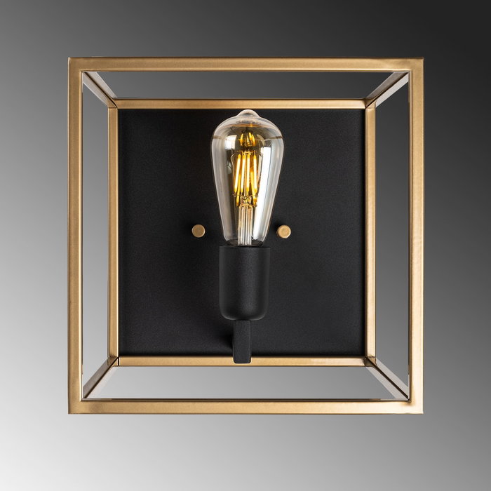 Opviq Lámpara de Pared de Cuerpo Metálico Dorado y Negro